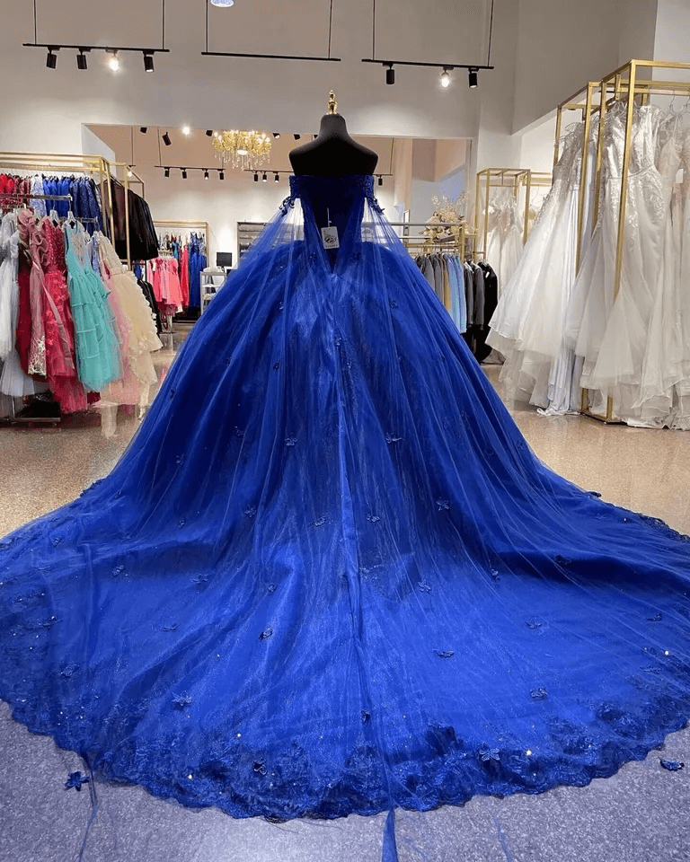 Floral Purple Quinceanrea Dresses Beaded Sweetheart Wedding Gown With Cape