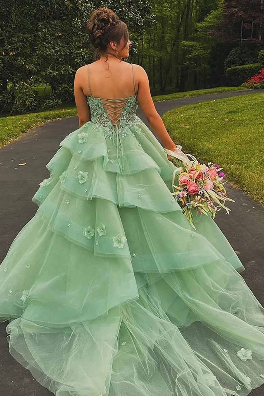 Sage Green Ball Gown Quinceanera Dress Sweetheart Tiered