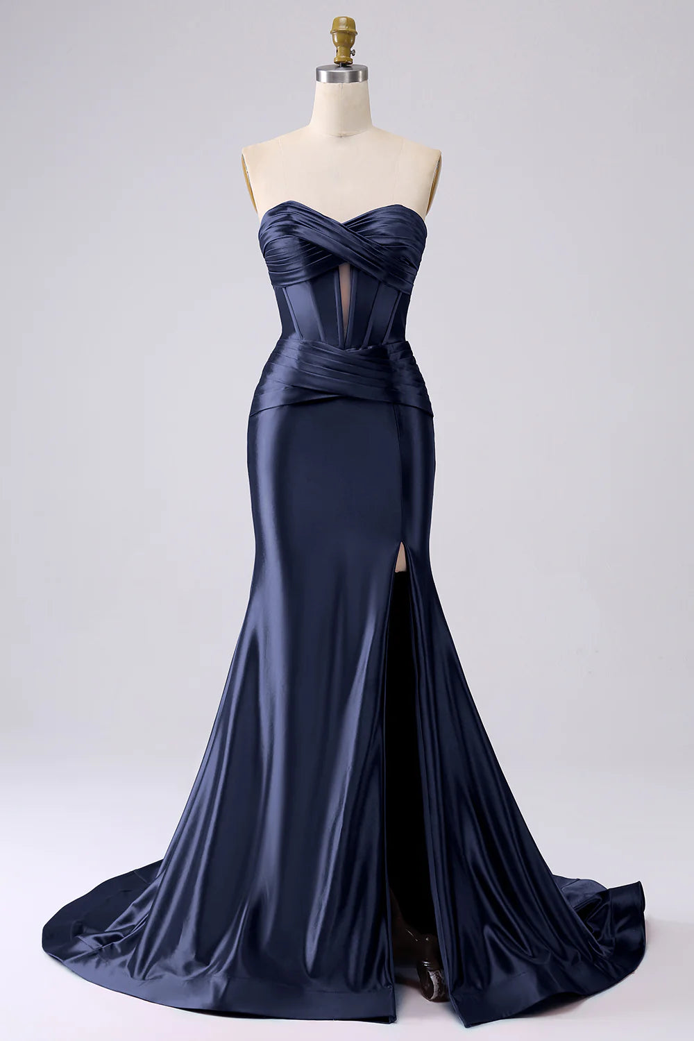 Black Long Prom Dress 2025 Sweetheart Satin Evening Dresses Mermaid - MyChicDress