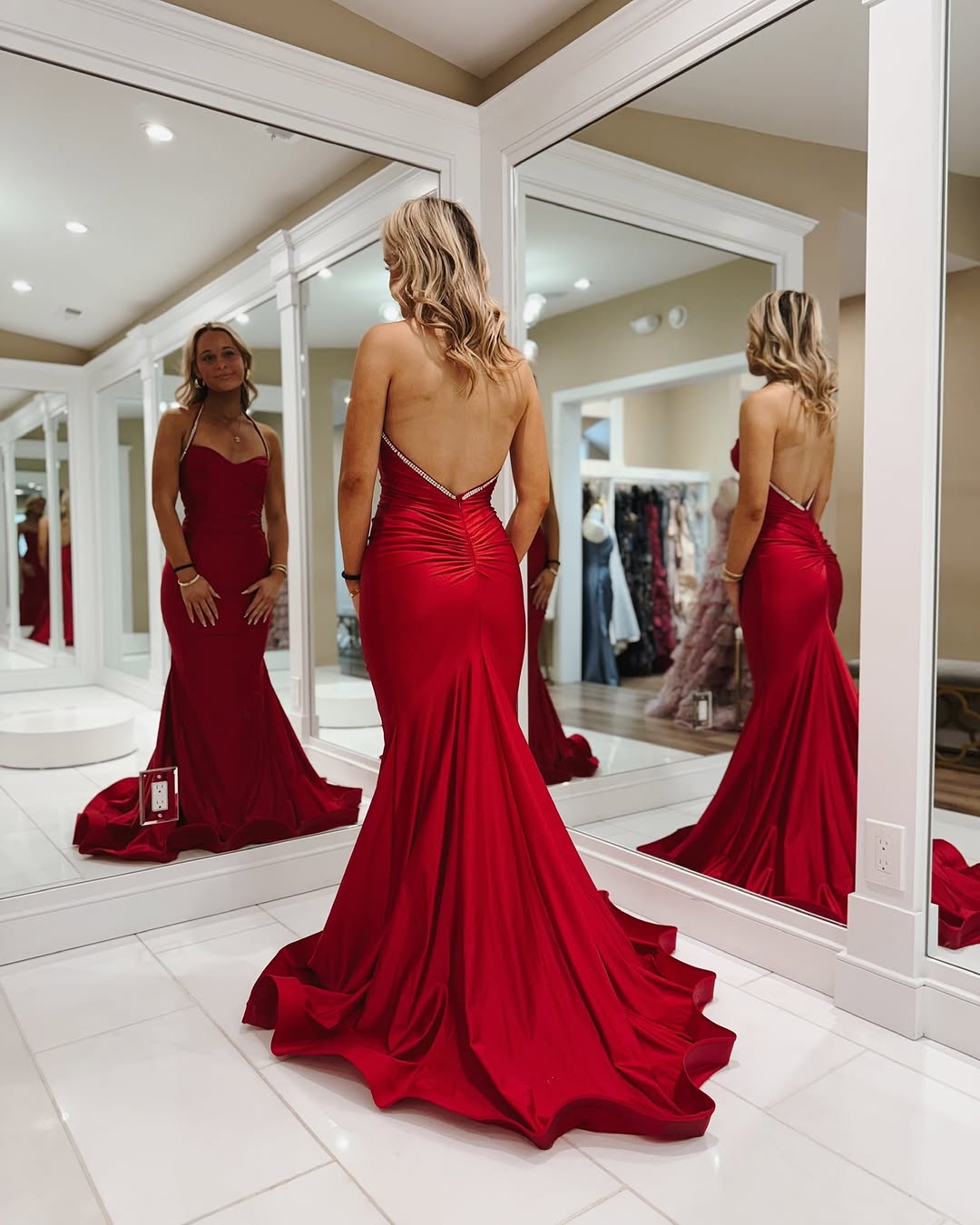 Sexy Emerald Green Halter Formal Dress Satin Prom Dress UK Beaded