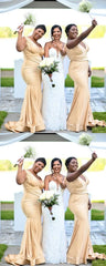 Sexy Mermaid Beach Champagne Bridesmaid Dress For Wedding Mychicdress