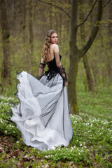 Sheath Black Lace Wedding Dress Gothic Applique Sweetheart