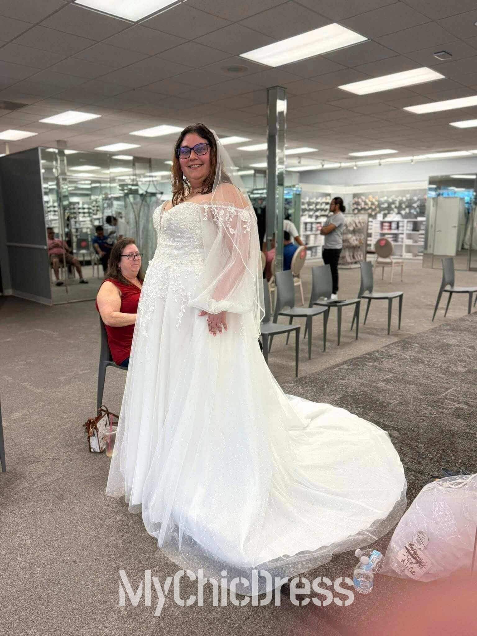 Sheath Plus Size White Wedding Dress Lace Off the Shoulder with Sleeves