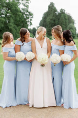 Simple Light Pink Bridesmaid Dress Mermaid Maxi Dress Off-the-Shoulder