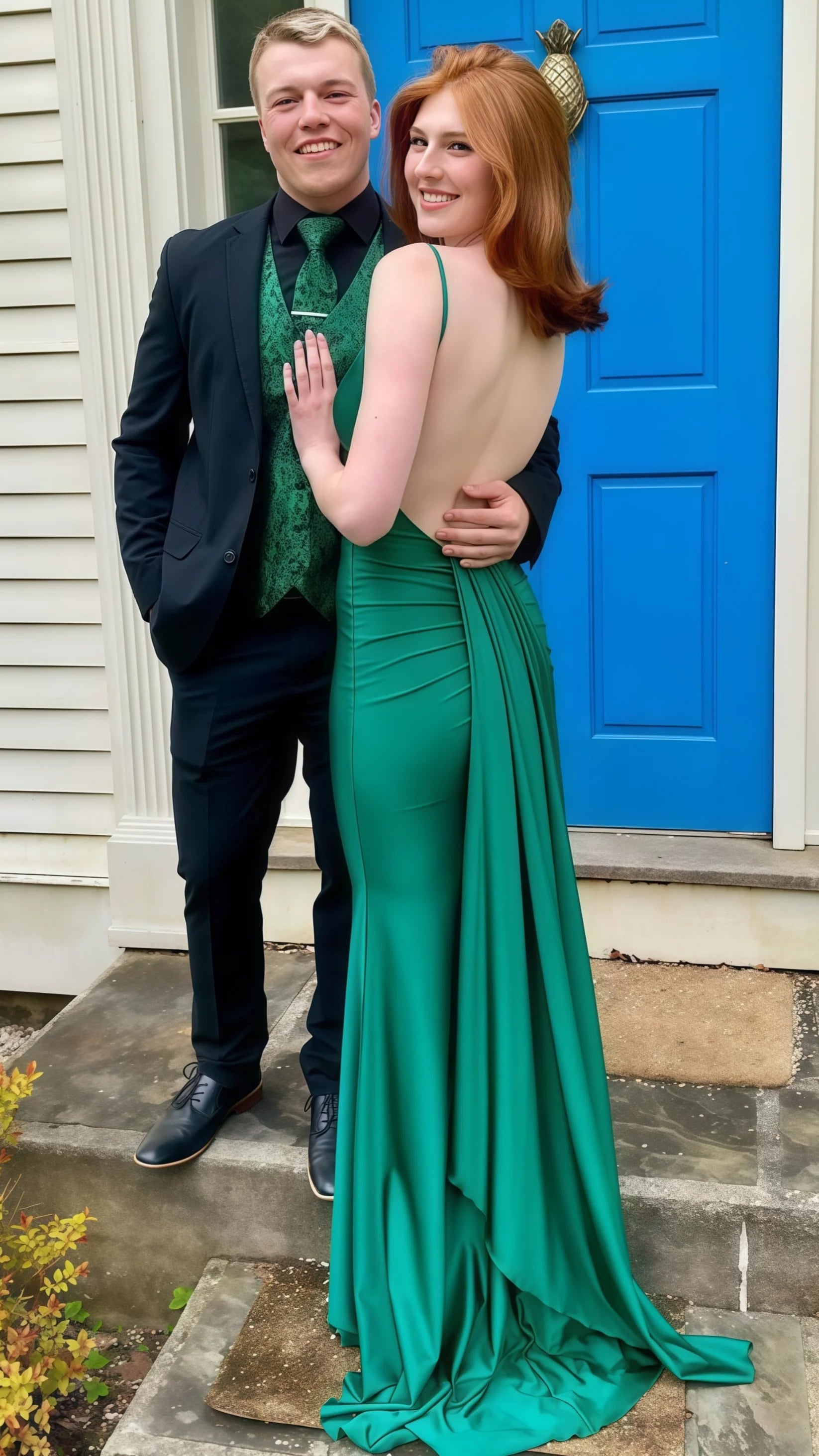 green wedding guest Dress Satin Mermaid Evening Dress Open Back Mychicdress