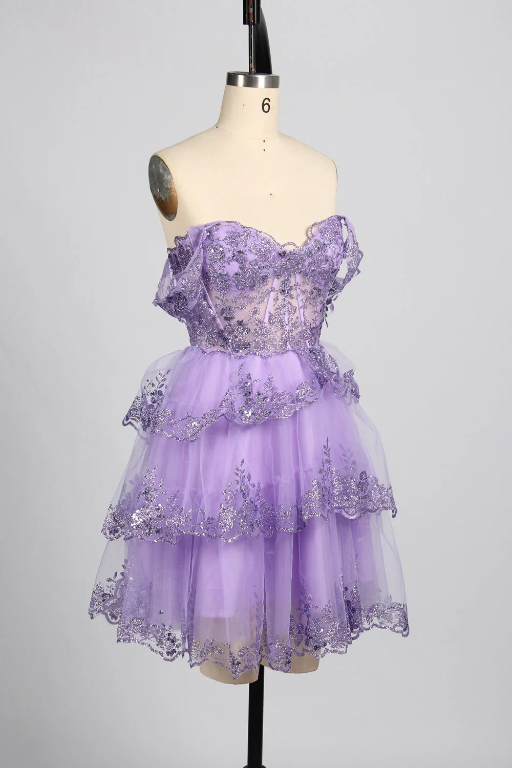 Sparkling Sequin Short Homecoming Dress Lilac Tulle Mychicdress