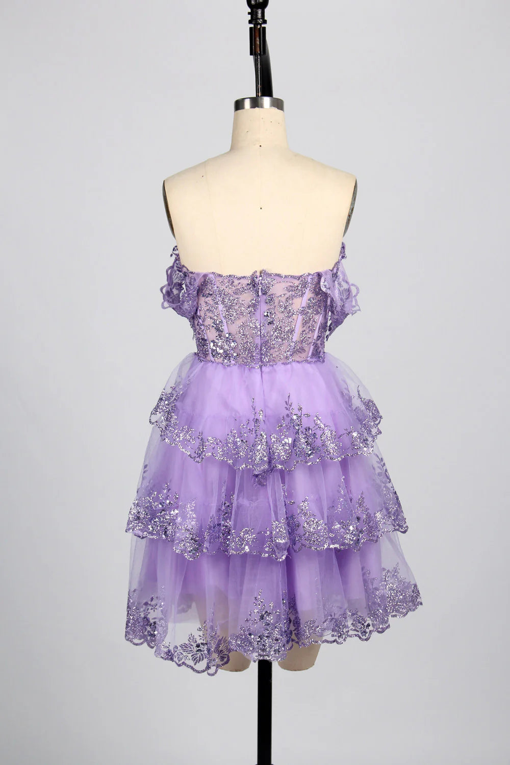 Sparkling Sequin Short Homecoming Dress Lilac Tulle Mychicdress