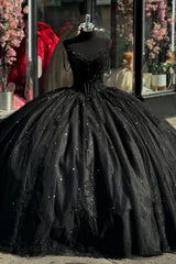 Sparkly Black Quinceanera Dress Sequins Ball Gown for Sweet 16