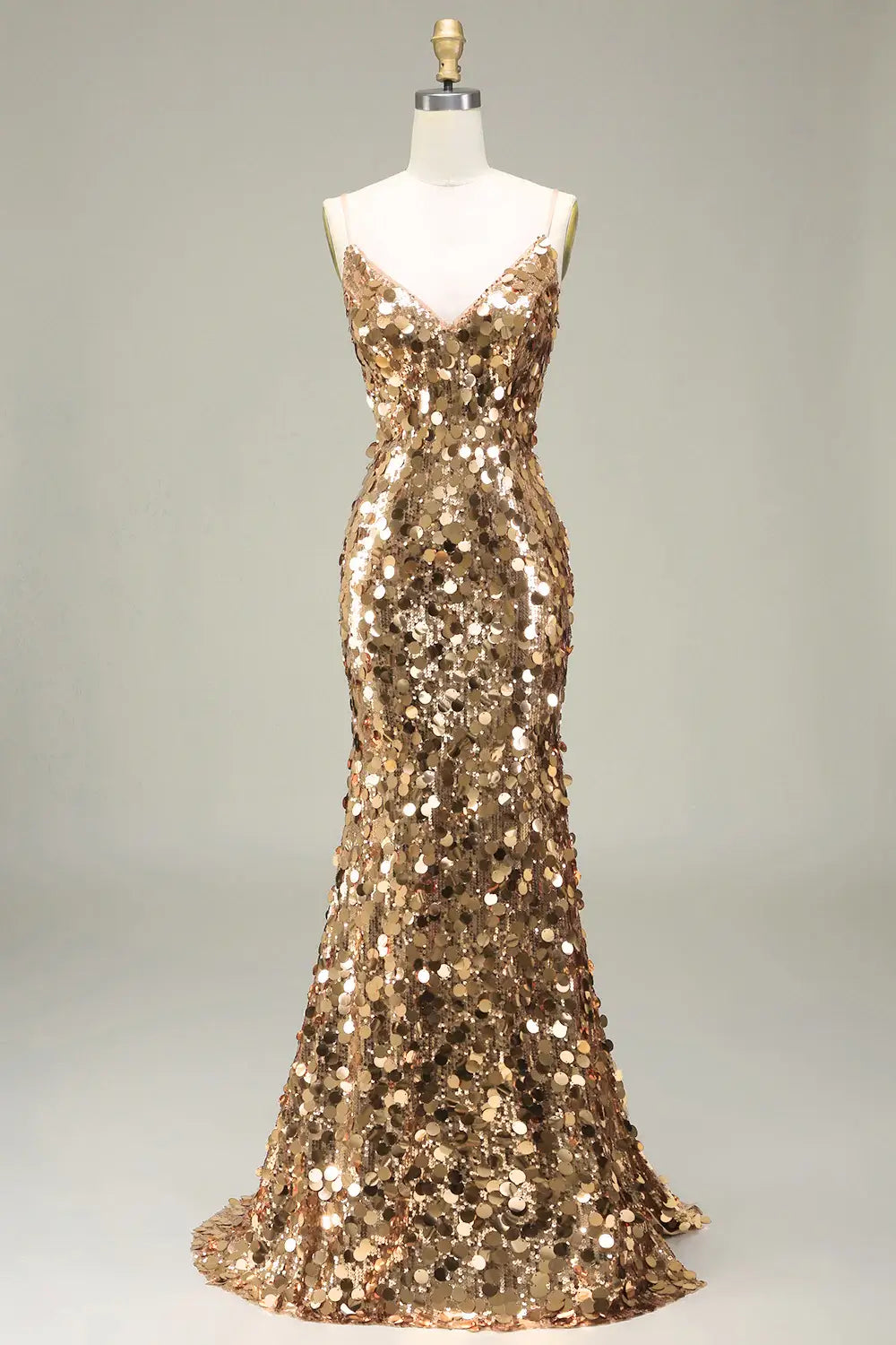 Gold sequin evening gown