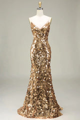Gold sequin evening gown