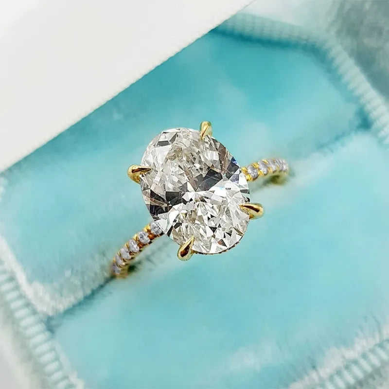 Sterling Silver Oval Diamond Engagement Ring For Woman Mychicdress