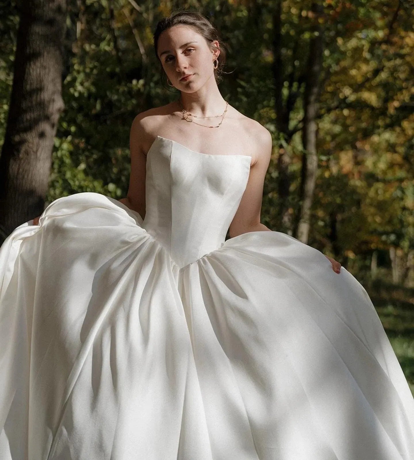 Strapless Basque Waist Wedding Dresses Ball Gown Satin Mychicdress