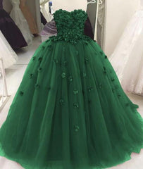 Green Quince Dresses With Flowers Wedding Gowns