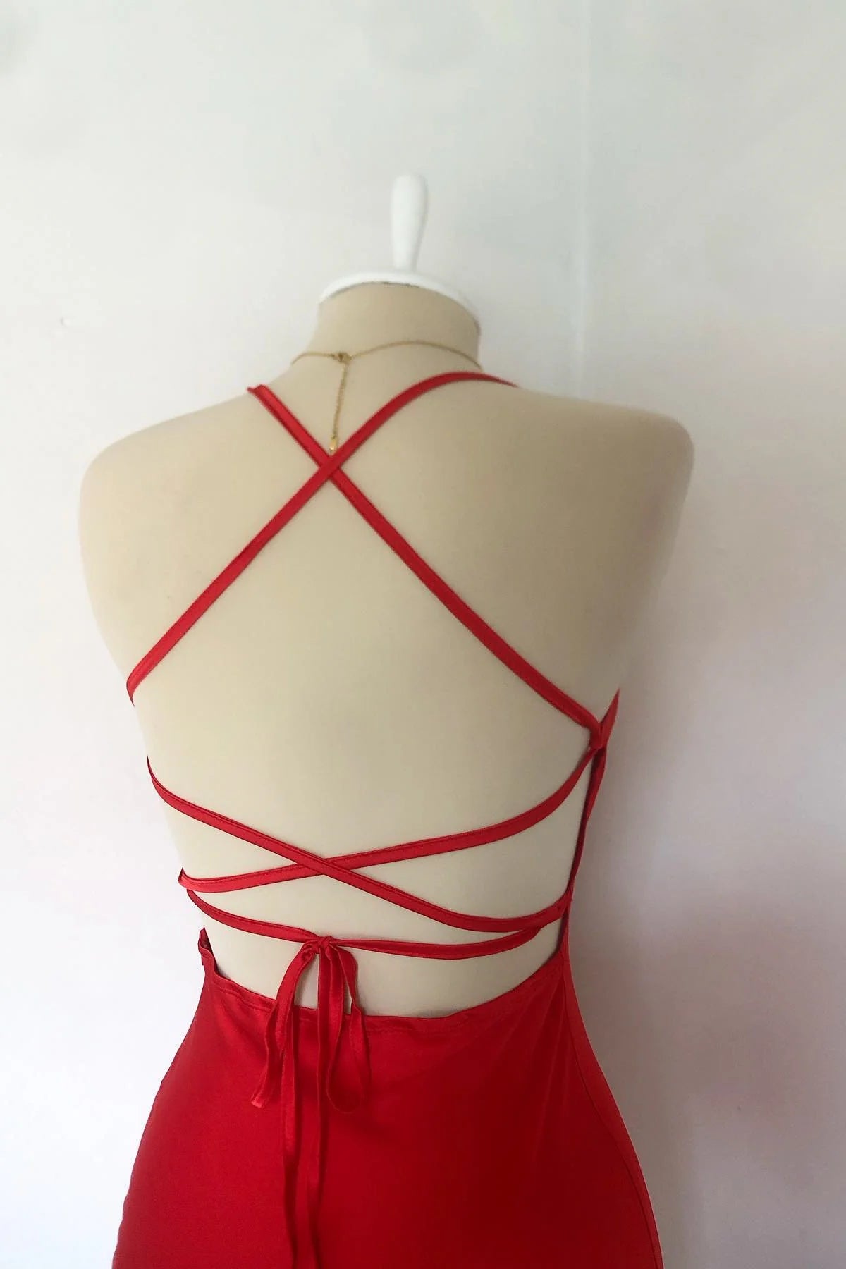 Tighted Red Homecoming Dress Ruched Mermaid Spaghetti Strap