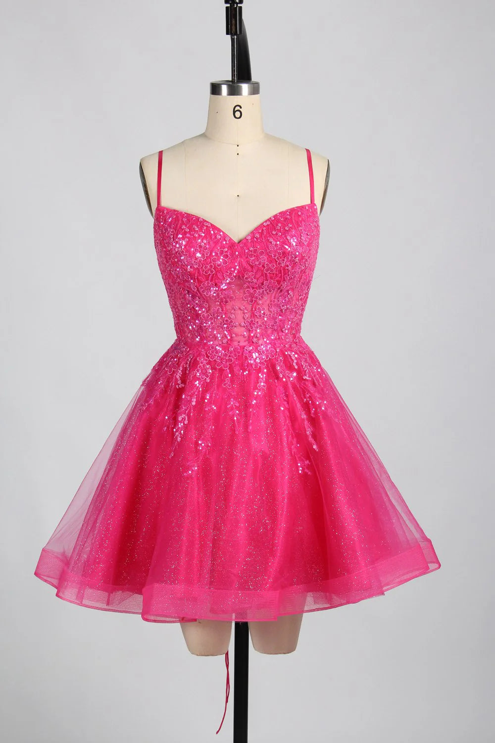 Wholesale Sparkling Short Sequin fuchsia Homecoming Dress