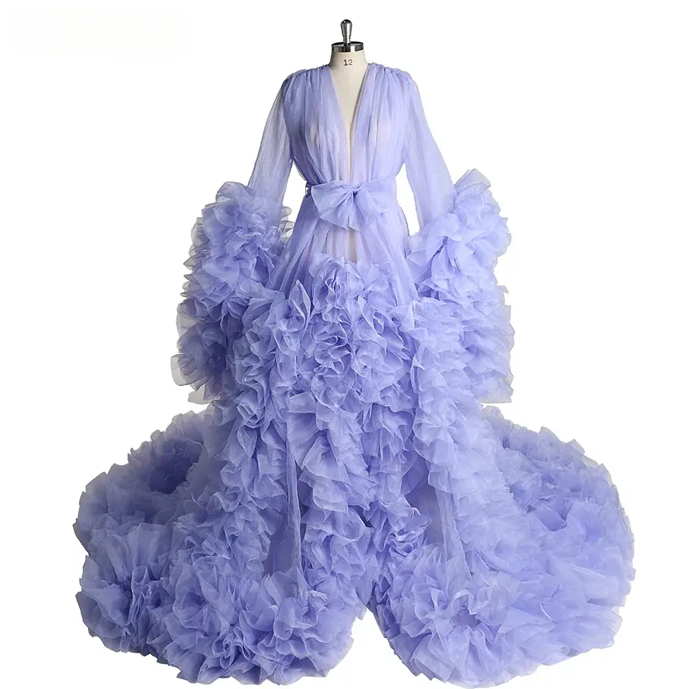 Women Lavender Maxi Maternity Pregnancy Dress for PhotoShoot