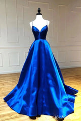 2025 Cheap UK A Line Prom Dresses Royal Blue Simple Evening Dresses MyChicDress