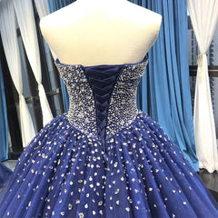 2025 Crystals Sequined Navy Blue Quince Dresses Ball Gown Wedding Dresses MyChicDress