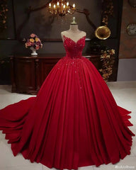 2025 Hot Red Sequins Quince Dresses Sleeveless Stretch Satin Sweet 16 Dress MyChicDress