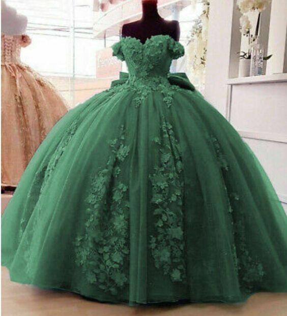 2025 Off Shoulder Vintage Quinceanera Dresses 3D Floral Applique Sweet 16 Gowns MyChicDress