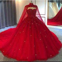 2025 Red Wedding Dresses Ball Gown Crystals Sweet 16 Quinceanera Dress MyChicDress