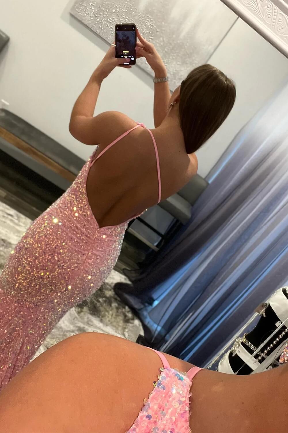 2025 Sparkly Sequins Mermaid Prom Dresses One Shoulder Long Formal Dress MyChicDress