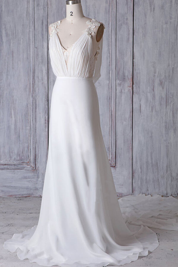 Long chiffon wedding dress