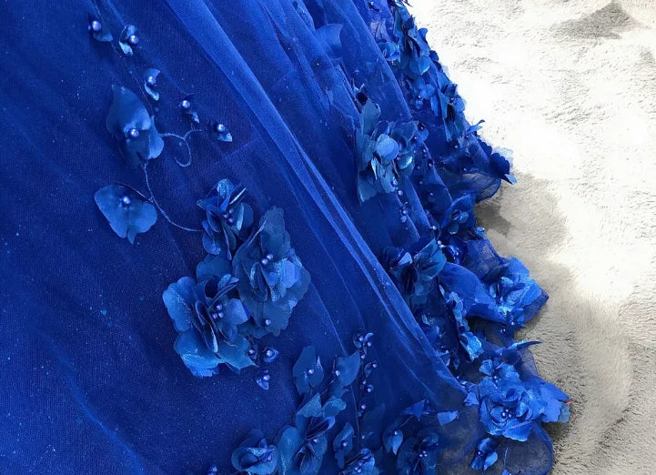 3D Flowers Crystals Royal Blue Quinceanera Dresses 2025 Sweet 16 Dress MyChicDress