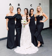 A-Line/Mermaid Satin Convertible Black Bridesmaid Dresses MyChicDress