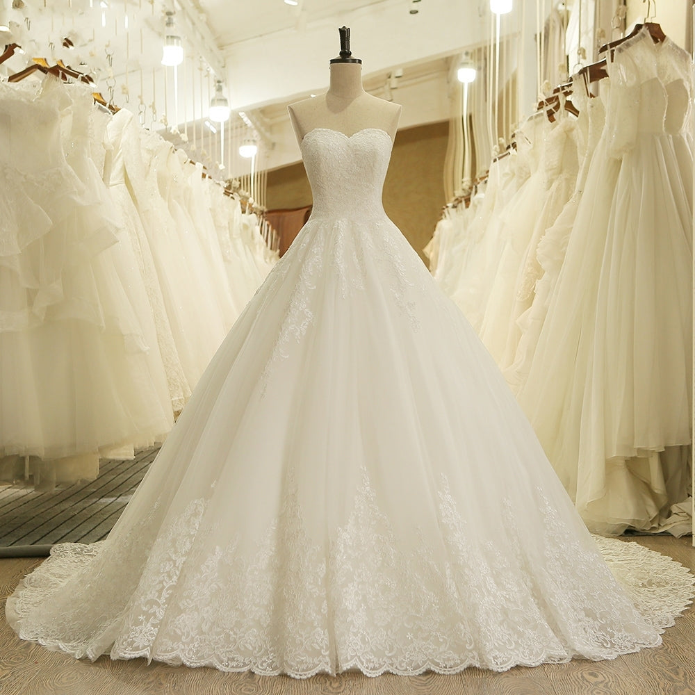 A Line Sweetheart Lace Vintage Bridal Wedding Dresses Lace Up - MyChicDress