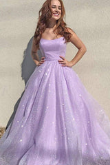 A Line 2024 Floor-length Lilac Prom Dresses Violet purple Sleeveless Long Evening Dress