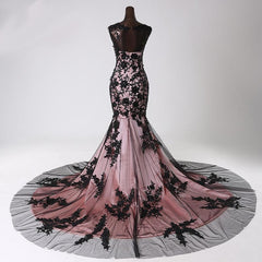 Top Black Lace Mermaid Prom Evening Gowns Sleeveless