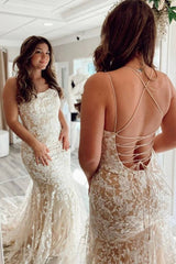 Backless 2025 Lace Long Prom Dress Champagne Square Graduation Dress Mermaid