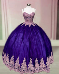 Ball Gown Purple Quinceanera Dresses Lace Applique Sweet 16 Dress MyChicDress