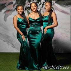 Beach Emerald Green Bridesmaid Dresses Silk Satin Wedding Guest Dress MyChicDress