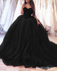 Black Wedding Dresses Gothic Ball Gown Sweetheart Tulle Bridal Dress MyChicDress