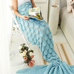 Blue Fish Scale Design Mermaid Blankets for Adults MyChicDress