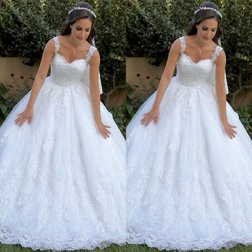 Floor Length Sleeveless Mermaid Lace Ball Gown Wedding Dress