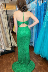 Cheap 2024 Green Prom Dress Sequin Long Mermaid Formal Dress UK MyChicDress