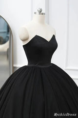 Cheap Ball Gown Black Wedding Dresses Satin Tulle Sleeveless Prom Dress MyChicDress