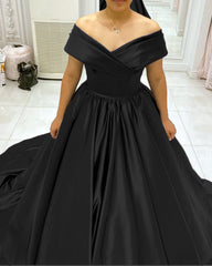 Cheap Ball Gown Satin Off Shoulder Plus Size Prom Evening Dresses MyChicDress