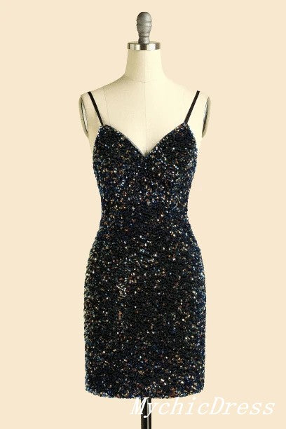 Cheap Black Sequin Short Homecoming Dress Mini Cocktail Dresses MyChicDress