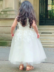 Cheap Lace White Tulle Sleeveless Jewel Flower Girl Dresses MyChicDress