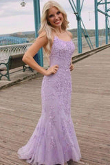 Cheap Lavender Lace Prom Dresses Mermaid Sleeveless 2025 MyChicDress