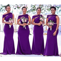 Cheap Long Bridesmaid Dresses Purple One Shoulder Wedding Guest Dress Online MyChicDress