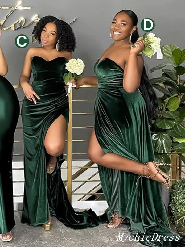 Cheap Multiway African Green Bridesmaid Dresses Velvet Emerald Wedding Guest Dress MyChicDress