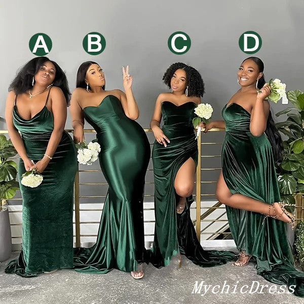 Cheap Multiway African Green Bridesmaid Dresses Velvet Emerald Wedding Guest Dress MyChicDress