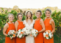 Cheap Orange Bridesmaid Dresses Long Straps Chiffon Sleeveless MyChicDress