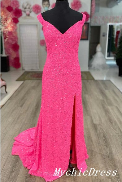 Cheap Pink 2025 Prom Dresses Plue Size Long Off the Shoulder Mermaid Evening Dress MyChicDress