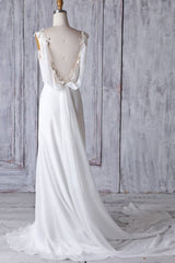 Cheap Sheath Lace Chiffon Long Beach Wedding Dresses - MyChicDress